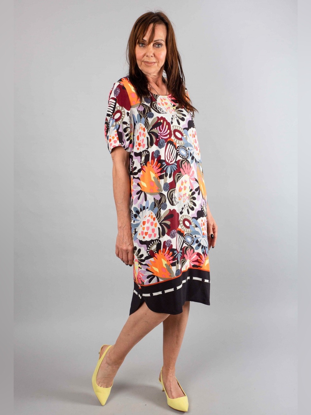 Vibrant Floral Midi Dress in Multicolor